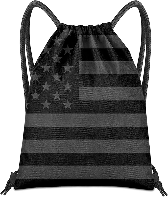 Drawstring Backpack for String Bag Waterproof Cute Sports Beach Swimming Travel (13"×17")-Flag