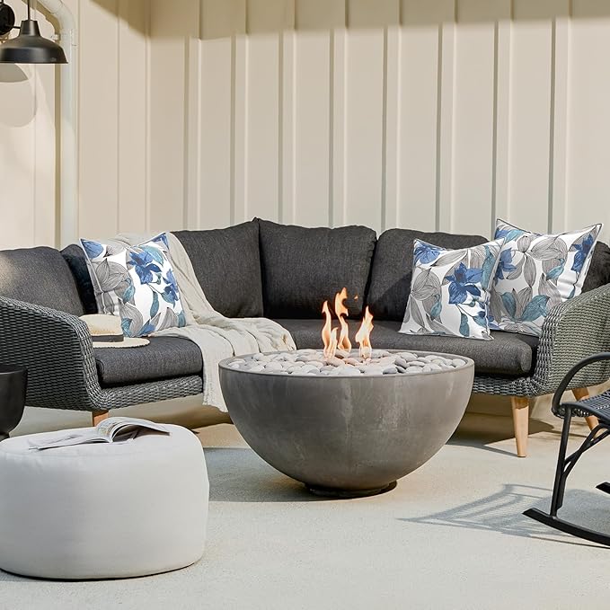 LVTXIII Outdoor Throw Pillows Set of 2, Patio Waterproof Pillows Fade Resistant Accent Pillows for Home and Garden Furniture Decoration, 16"x16", Clemens Noir Blue