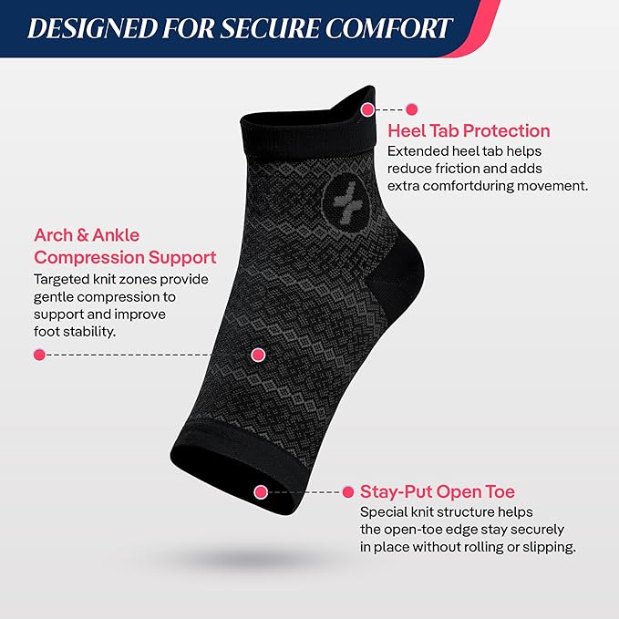 COOLMATE Ankle Support Light Compression Socks for Women and Men, Toeless Arch Support Sleeve for Running, Walking, Workout