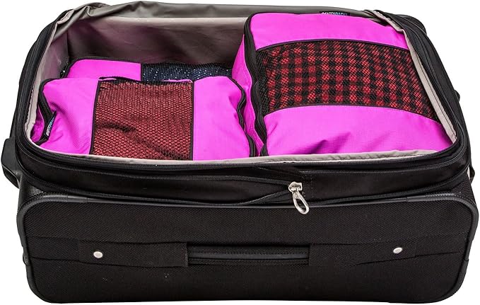 Travel Wise Packing Cubes for Travel - 5 Piece Set with Pattern Design, Lightweight Ripstop Nylon Luggage Organizers with Mesh Panel, Small Medium Large Sizes