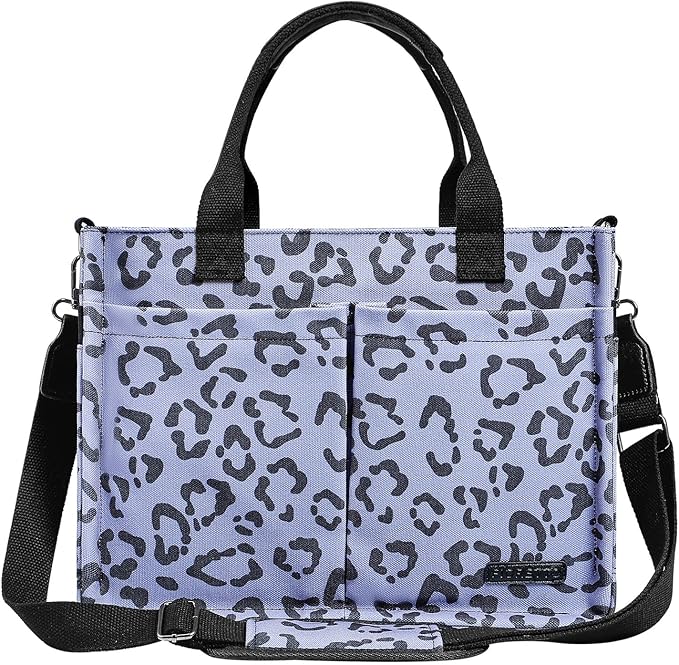 FIORETTO Womens Canvas Tote Bag Purse with Individual Compartment, Zipper Top, Reinforced Bottom & Luggage Sleeve