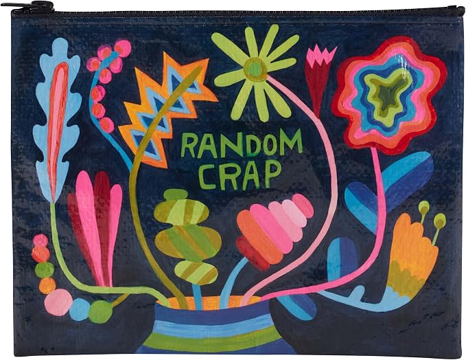 Blue Q Zipper Pouch, Made from 95% Recycled Material, 7.25" h x 9.5" w, Colorful Chunky Zipper