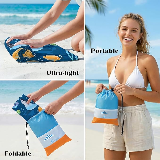 Famstar Beach Blanket Oversized Extra Large 78"X81"/10'X9',Waterproof Sandproof Beach Blanket 2-8 Adults Lightweight Durable for Travel Camping Hiking Picnic