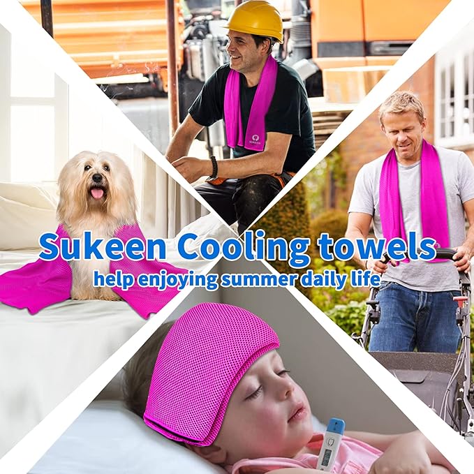 Sukeen 16pack Cooling Towel (40"x12") Bulk Ice Towel,Soft Breathable Chilly Towel,Microfiber Towel for Yoga,Sport,Running,Gym,Workout,Camping,Fitness,Workout & More Activities