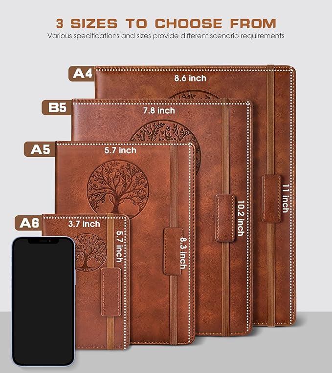 Biuwory Lined Journal Notebook for Women Men,256 Pages B5 Large Hardcover Leather Journals for Writing,Travel,Business,Work & School,College Ruled Notebooks for Note Taking,Diary Notepad 7.8"×10.2"