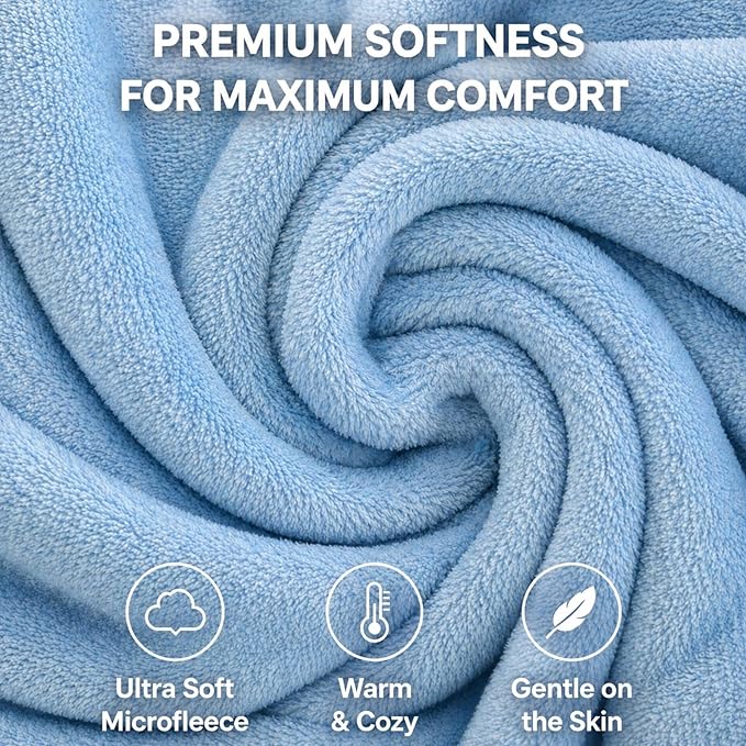 Travel Blanket Airplane Compact with Bag, Soft 40" x 60" Blanket with Luggage Strap & Underseat Personal Item Organizer for Flights, Home & Office, Blue