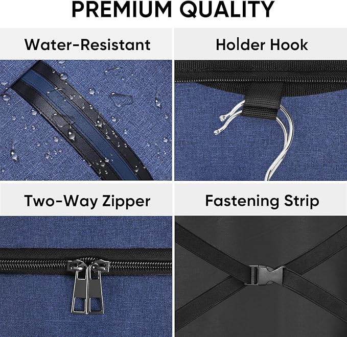 BALEINE Travel Garment Bag, Travel Suit Bag for Men, Water Resistant Carry on Garment Bag for Hanging Clothes, Garment Duffel Bag for Travel Business (Blue)