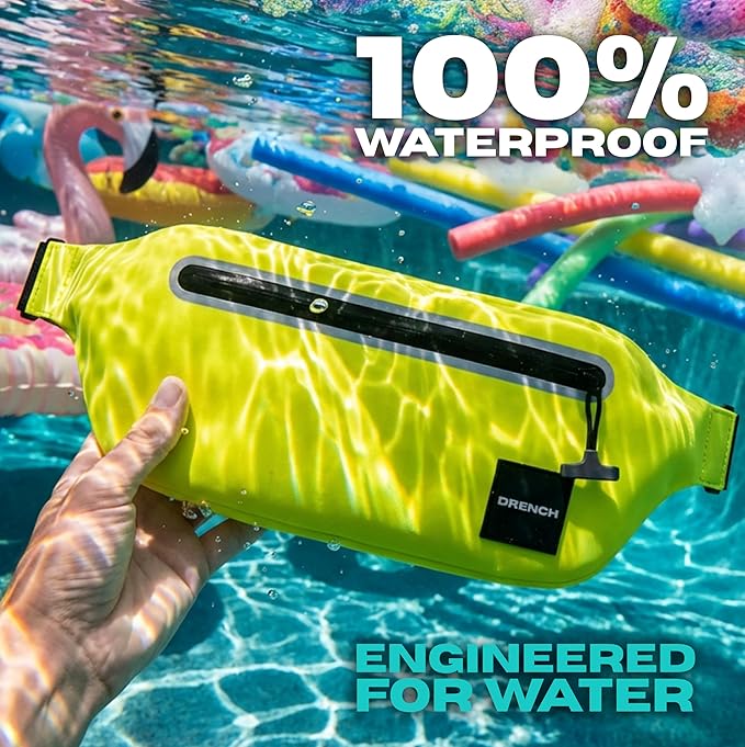 Drench Waterproof Fanny Pack & Waterproof Phone Case | IPX8 Dry Bag Waist Pack for Festivals, Raves, Jouvert, Pool Parties, Beach Travel & Outdoor Adventures | Neon Yellow