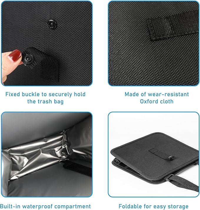Foldable Car Trash Can, Waterproof Large Capacity Automotive Hanging Trash Bin, Leakproof Auto Garbage Bag Storage Container for All Vehicles, Interior Car Accessories (Large)
