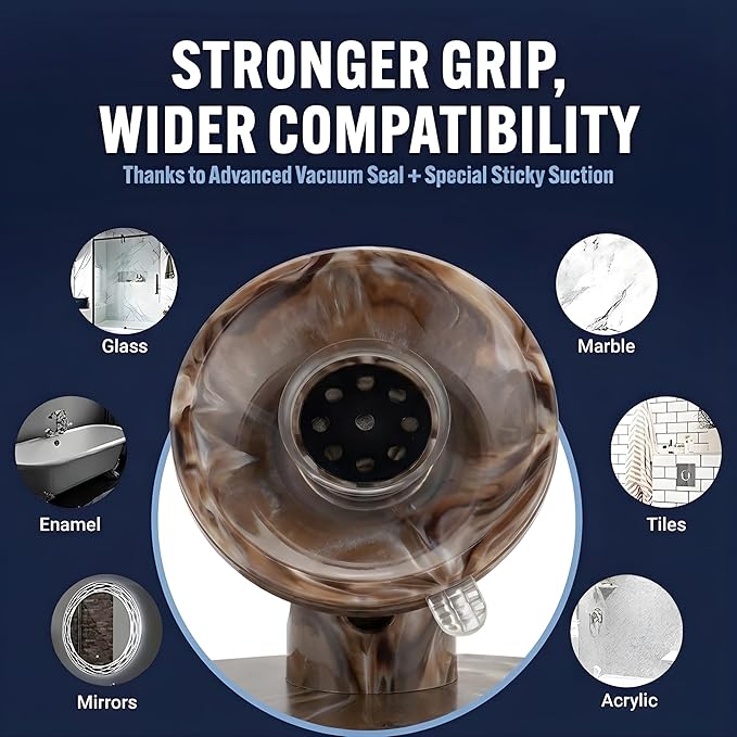 MIRRORVANA Fogless Shower Mirror for Shaving - Shatterproof Surface, Upgraded Suction Cup, and 360° Swivel Design - 6.3" x 6.3" (Cocoa Marble Print)