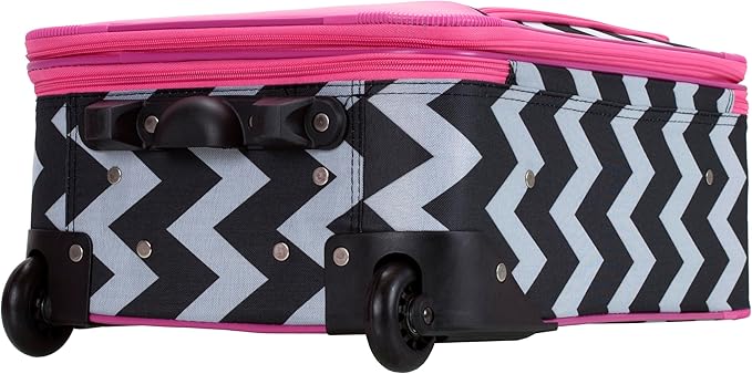 Rockland Fashion Softside 2 Piece Luggage Set, Expandable, (14" Tote/19" Upright), Pink Chevron