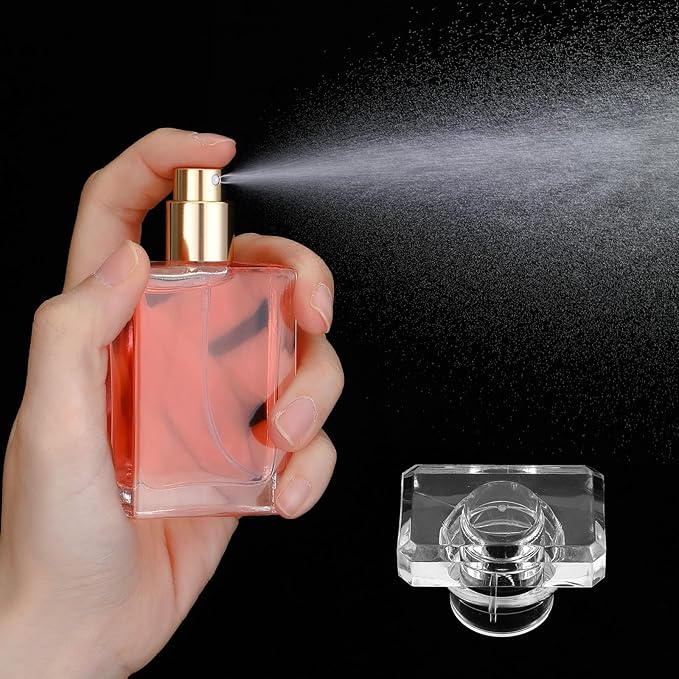 8 Pack 1 oz/30 ml Perfume Bottles Empty Refillable, Glass Perfume Spray Bottles with Gold Mist Atomizer - Premium Square Empty Travel Containers for Essential Oils, Cologne & DIY Fragrances