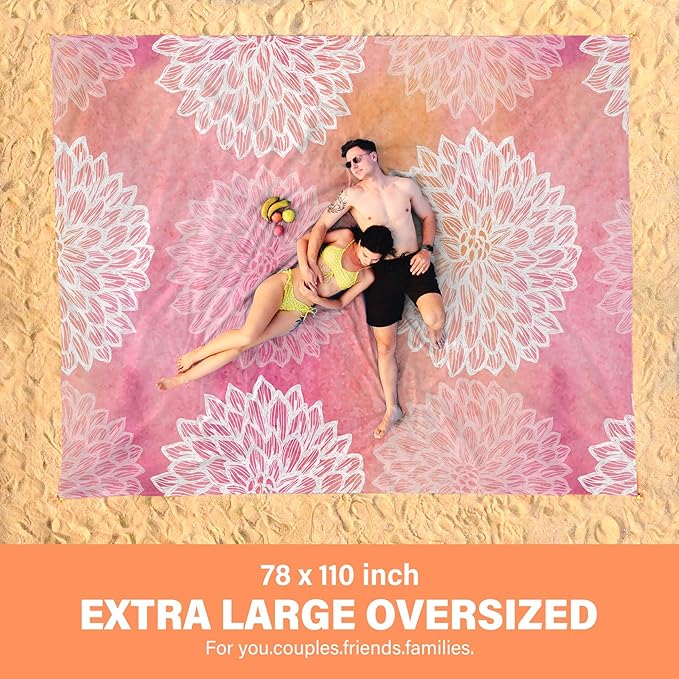 Famstar Beach Blanket Oversized Extra Large 78"X81"/10'X9',Waterproof Sandproof Beach Blanket 2-8 Adults Lightweight Durable for Travel Camping Hiking Picnic