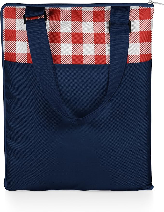 ONIVA - a Picnic Time brand - Vista Outdoor Picnic Blanket & Tote - Beach Blanket - Camping Blanket, (Navy with Red Check)