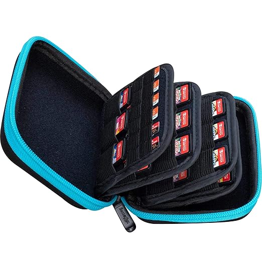 ButterFox 45+12 Switch Game Case for Nintendo Switch (45 physical+12Micro SD digial slots), Switch Game Card Storage Holder or SD Memory Card Case (45 Blue/Black)