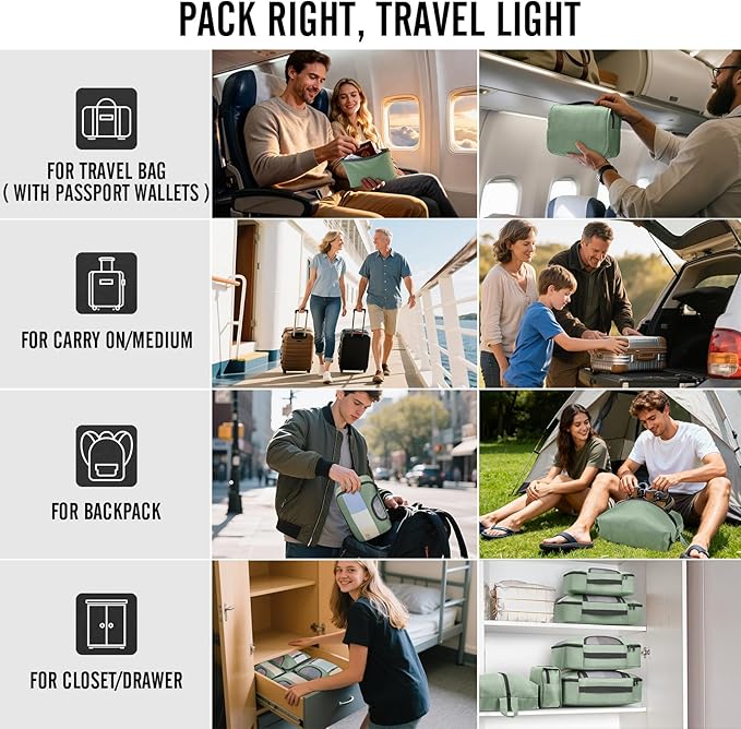 Veken 10 Set Packing Cubes for Travel Essential, Suitcase Organizer Bags in 4 Sizes, Carry-On Luggage Accessories with Large Laundry & Shoes Bag, Must-Have for Airplane, Road Trip & Camping