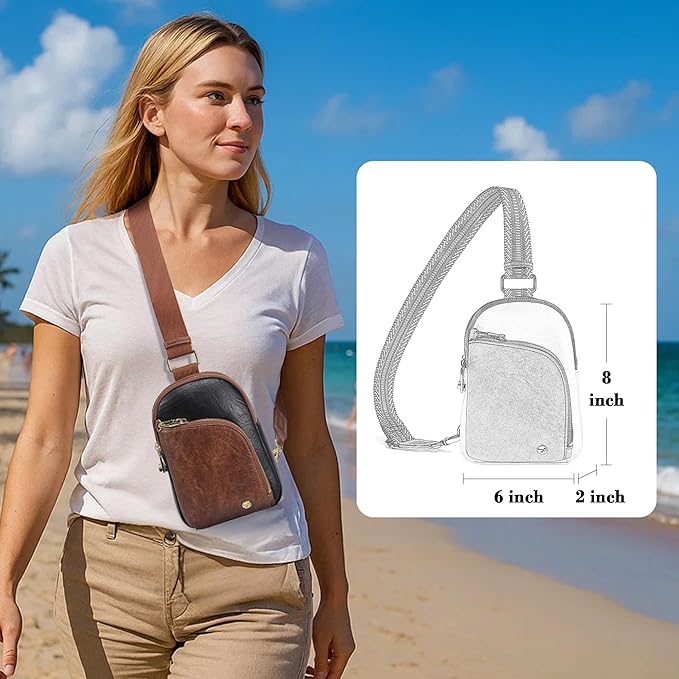 INICAT RFID Blocking Sling Bag, Anti Theft Crossbody Bag for Women Compact Travel Purses Leather