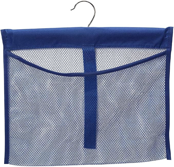 Portable Mesh Pocket with Rotatable Hanger, Quick Dry Serial Type Bath Storage Organizers for Travel, Camper, RV, Gym, Cruise, Cabin, College Dorm Shower(Blue)