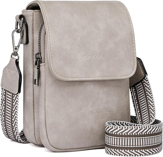 POIUGOYA Crossbody Bags for Women,Small Crossbody Purse with Triple Compartments,Cell Phone Wallet with Card Slots for Travel | Small