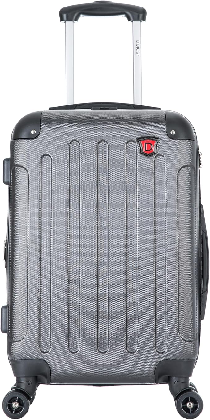 DUKAP INTELY Luggage with Integrated USB Port and Spinner Wheel | Spacious Travel Suitcase with TSA Lock and Ergonomic GEL Handle | 20 Inch Hardside Carry-On Luggage | Grey