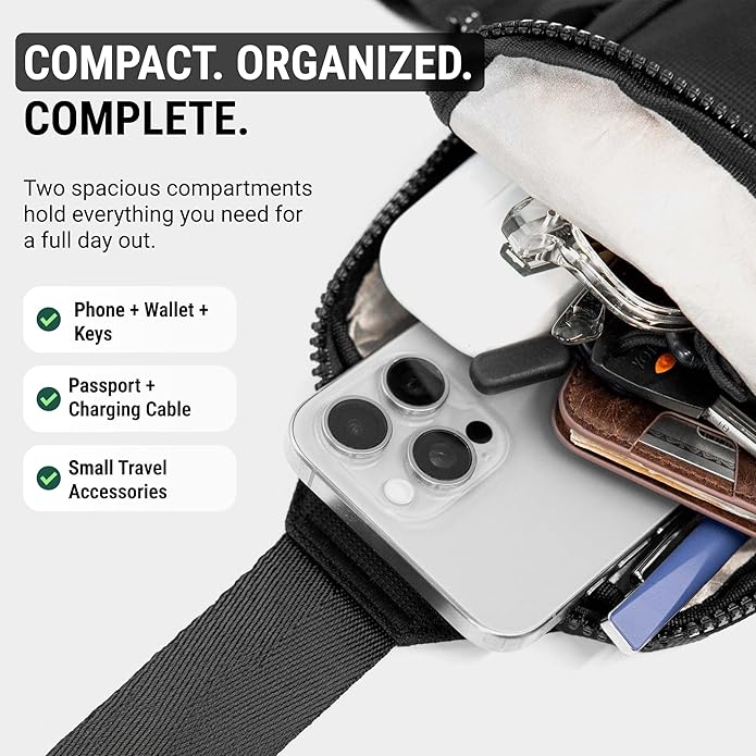 Travel Sling Bag for Men & Women - Small Water Resistant Crossbody Multipocket Chest Bag with Anti-Theft, RFID Blocking & Adjustable Strap for Casual, Outdoor, Work, Gym or Gift Ideas