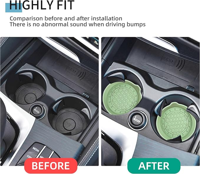 Amooca Automotive Cup Holders Universal Car Cup Coaster Waterproof Non-Slip Sift-Proof Spill Holder Car Interior Accessories 2 Pack Tea Green