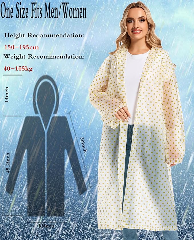 2PCS Rain Ponchos for Adults Reusable Rain Coats for Adults Rain Jackets Raincoats for Men Women
