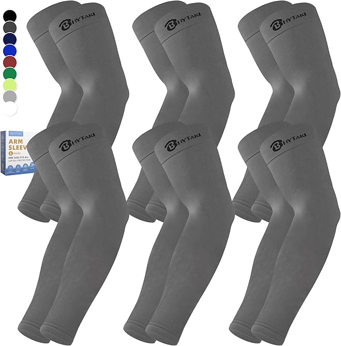 BHYTAKI Cooling Compression Arm Sleeves for Men Women,UPF50 UV Sun Protection Sleeves for Work Sport Tattoo Cover Up