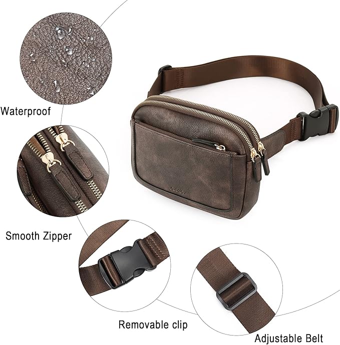 CLUCI Fanny Packs for Women Cross body, Belt Bag for Women, Mini Everywhere Crossbody Waist Bag Adjustable Strap, Vegan Leather Women's Fanny Pack