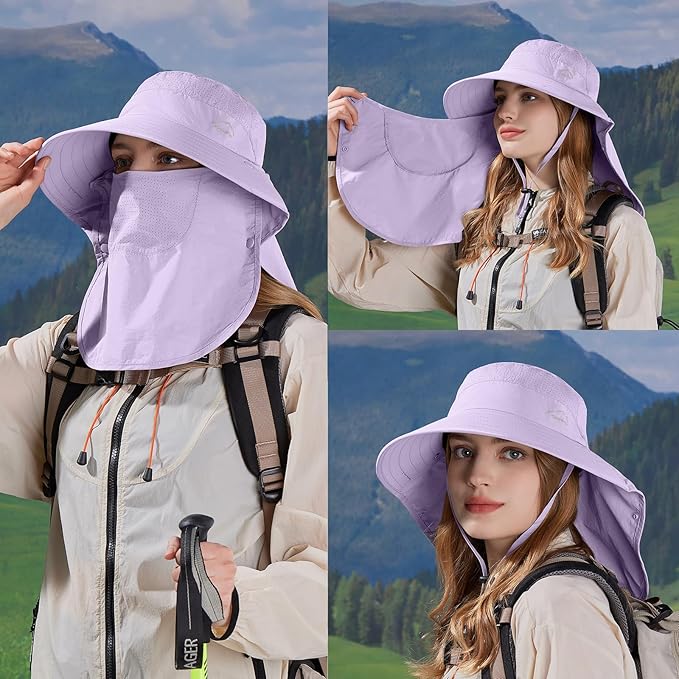 Sun Hat for Men Women with Neck Flap,UPF 50+ UV Protective Hiking Fishing Hats,Wide Brim Sun Hat for Women&Men