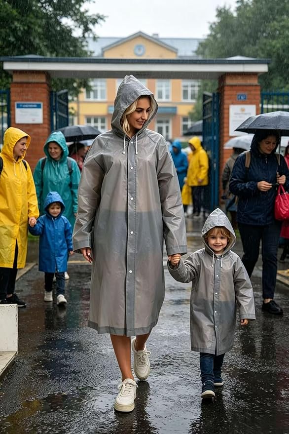 Rain Ponchos for Adults Reusable Raincoats Survival Heavy Duty Military Impermeable 2 Packs Rain Coat…