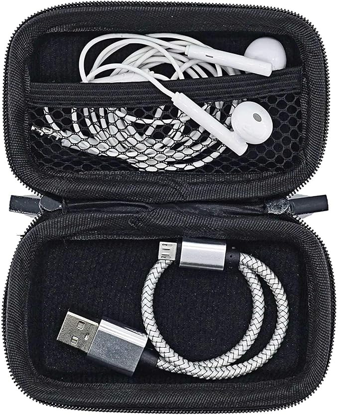USB Flash Drive Case Bag, EVA Shockproof, Pressure Proof and Waterproof Hard Carrying Travel Case Bag for USB Cable, Earphones, Memory Cards, U Disk, Keys, Money - Black