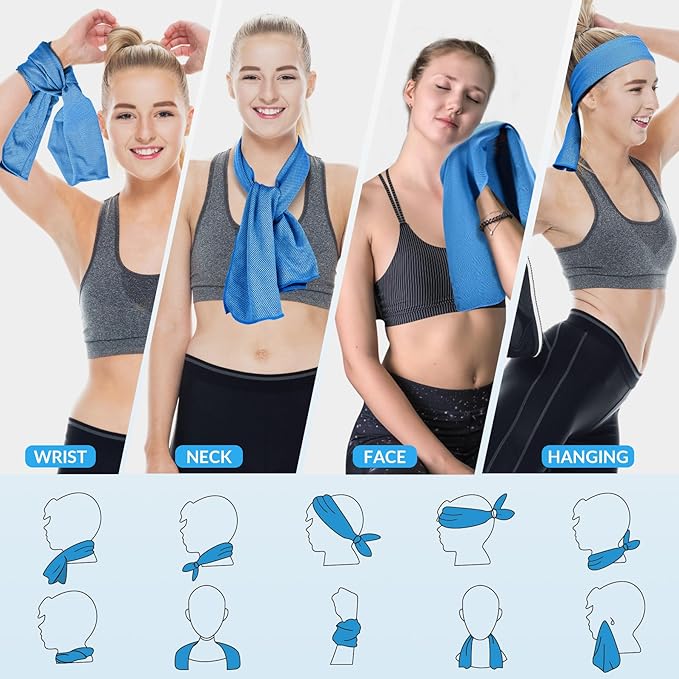 4 Pack Cooling Towels for Neck and Face(40"x12"), Cooling Neck Wraps, Ice Towel for Hot Weather, Soft Breathable Gym Towel, Cool Towel for Workout, Camping, Yoga, Sport, Running