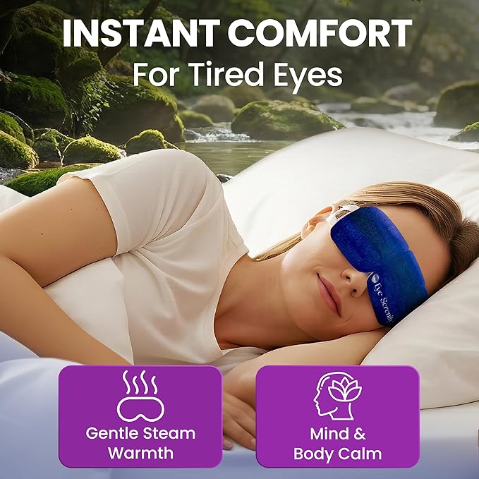 Eye Serenity Steam Eye Mask, Heated Eye Mask, Self Heating Warm Compress for Dry Eyes, Fast Relief for Stye, Puffy Sensitive Eyes, Moist Heat, Relaxation Gifts for Women and Men - Variety