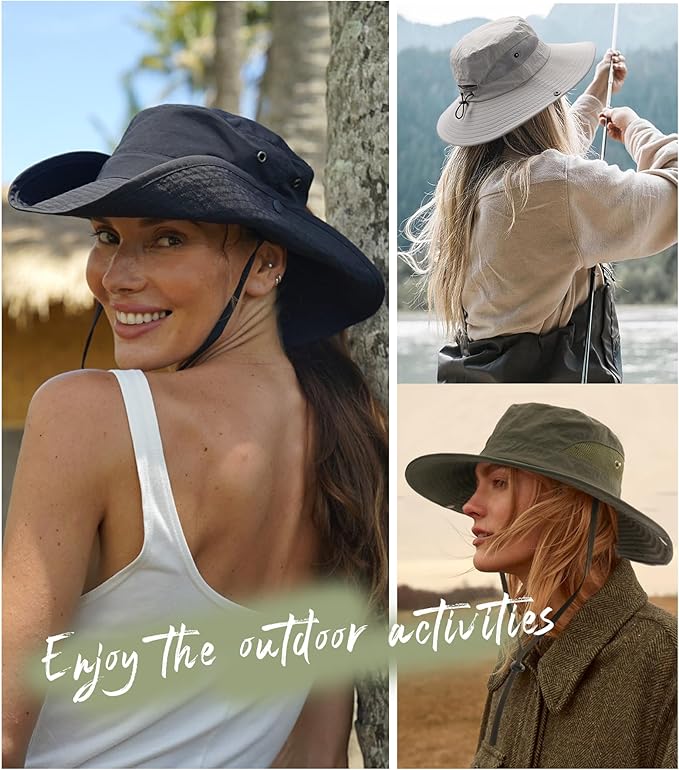 FURTALK Womens Sun Hat with Ponytail Hole Beach Hiking Summer Wide Brim UPF 80+ Outdoor Protection Foldable Bucket Hat