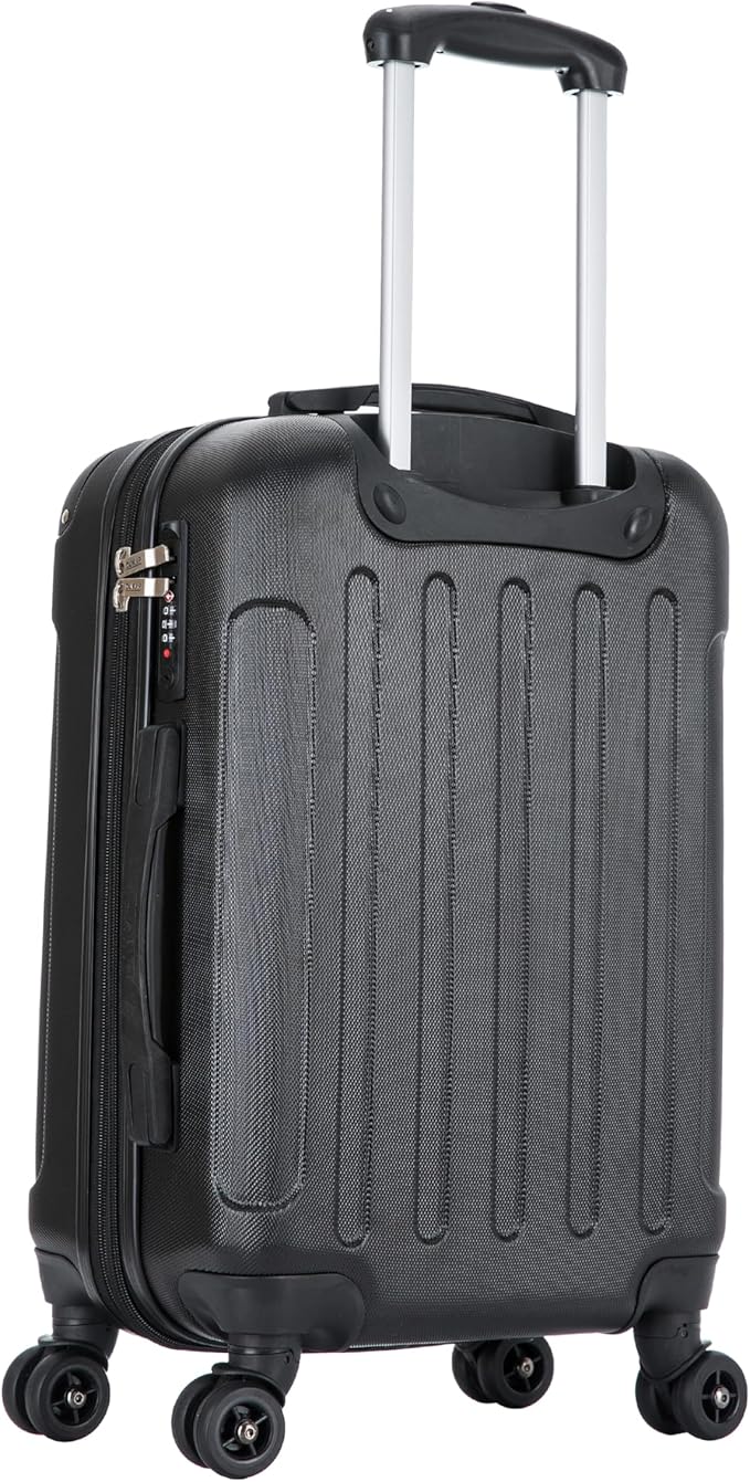 DUKAP INTELY Luggage with Integrated USB Port and Spinner Wheel | Spacious Travel Suitcase with TSA Lock and Ergonomic GEL Handle | 20 Inch Hardside Carry-On Luggage | Black