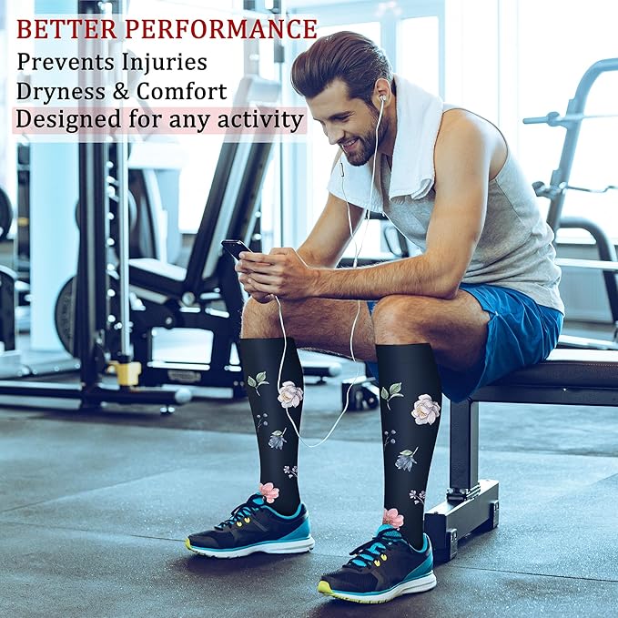 CHARMKING Compression Socks for Women & Men Circulation (8 Pairs) 15-20 mmHg is Best Support for Athletic Running,Cycling