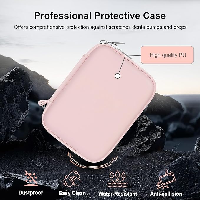 RAIALL Carrying Case for KODAK PIXPRO C1 Friendly Zoom Digital Camera, Point and Shoot Vlogging Camera Hard Travel Bag, Mesh Pocket for Charging Adapter, SD Card, USB Cable and Batteries, Pink