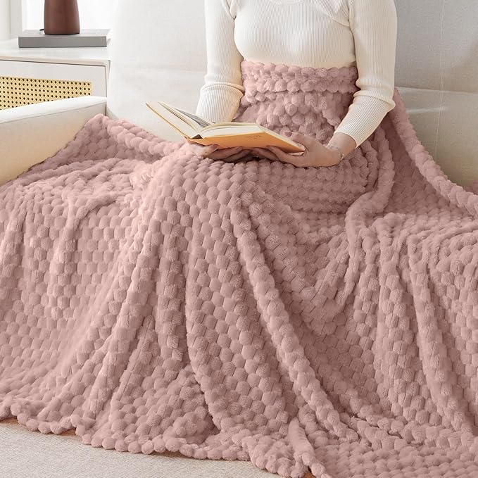 Bnuitland Pink Flannel Throw Blanket (50X40 inches), 300 GSM Fleece Cozy Warm Soft Lightweight Bed Sofa Blanket for Babys and Pets, Suitable for All Seasons