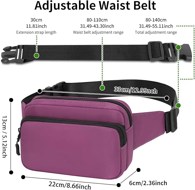 Fanny Pack Nylon Mini Belt Bag Everywhere Belt Bag for Women Water Repellent Waist Packs Crossbody Bags with Adjustable Strap