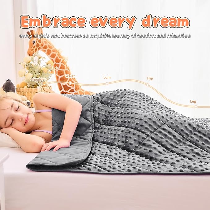 Grey Weighted Blanket Kids 7lbs, 40"x60", Breathable Cooling Minky Heavy Throw Blanket for 60-90lbs, Soft Winter Thick Big Blankets Weighted Comforter Gifts for Sleeping