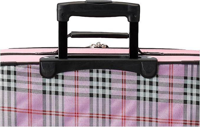 Rockland Fashion Softside 4 Piece Luggage Set, Expandable, (14" Tote/19"/24"/28"), Pink Cross