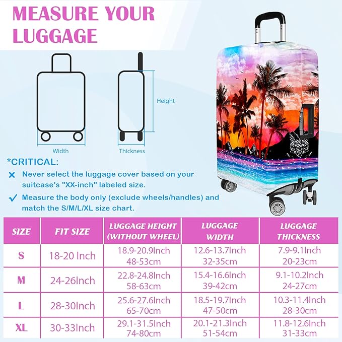 Luggage Covers for Suitcase Elastic Suitcase Covers Luggage Protector Anti-scratch Fits 28-30 Inch Sunset Coconut Tree