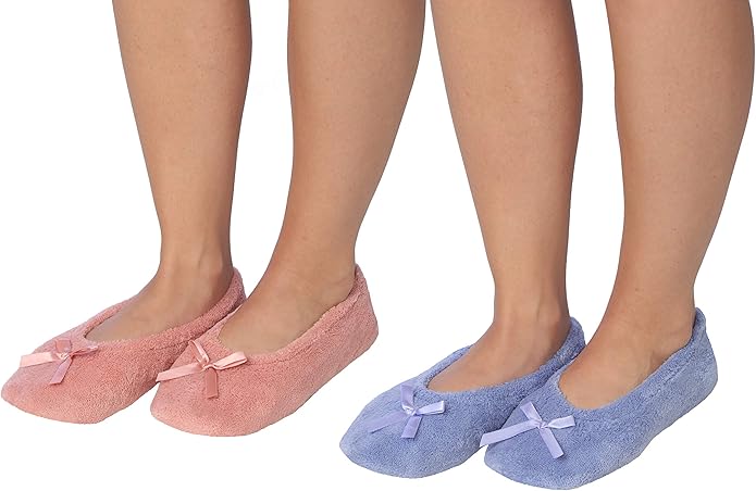 Women's Terry Classic Cotton & Velour Ballerina Slippers (Pack of 2)