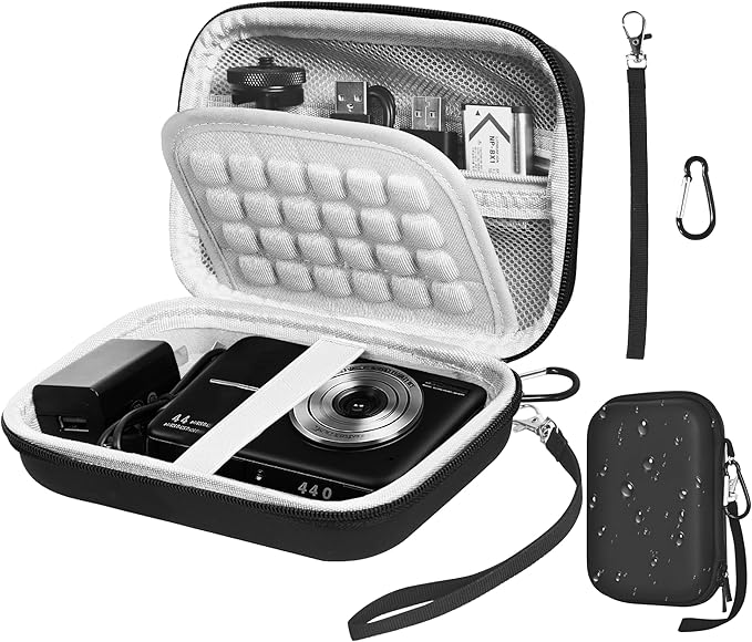 EMART Digital Camera Case, Small Camera Bag(Fit Camera Size<6"x4"x0.9") for VAHOIALD FHD 1080P/KODAK PIXPRO FZ55/CAMKORY/Lecran, Camera Carrying Case with EVA Anti-Shock Bubble(Case Only)-Black
