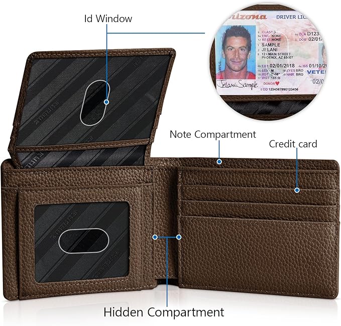 RUNBOX Wallet for Men -Slim Rfid Leather Mens Bifold Novelty Wallets 2 ID Window With Gift Box Men's Accessories | Slim