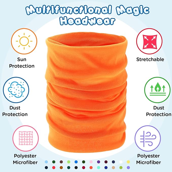Jiuguva 26 Pcs Neck Gaiter Men Face Mask Headband Boho Head Wrap Headwear Bulk Hiking Seamless Neck Scarf Skull Bandana Women
