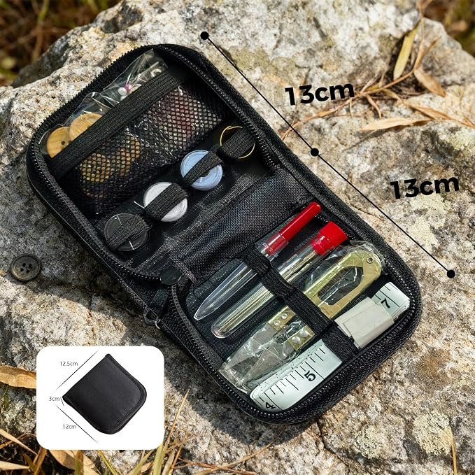 Military Sewing Kit for Adults, Army Emergency Survival Sewing Kit with Buttons for Men Women, Nylon Portable Small Sew Kits Repair Tools for Travel Field EDC & Outdoor Use (Black)