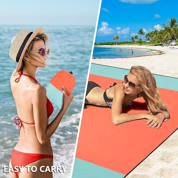 HIHOHO Beach Blanket Waterproof Sandproof Extra Large Beach Mat 79" X 83"/120"x108"for 1-8 Adults Quick Drying Durable Outdoor Picnic Mat for Beach Travel Camping Hiking
