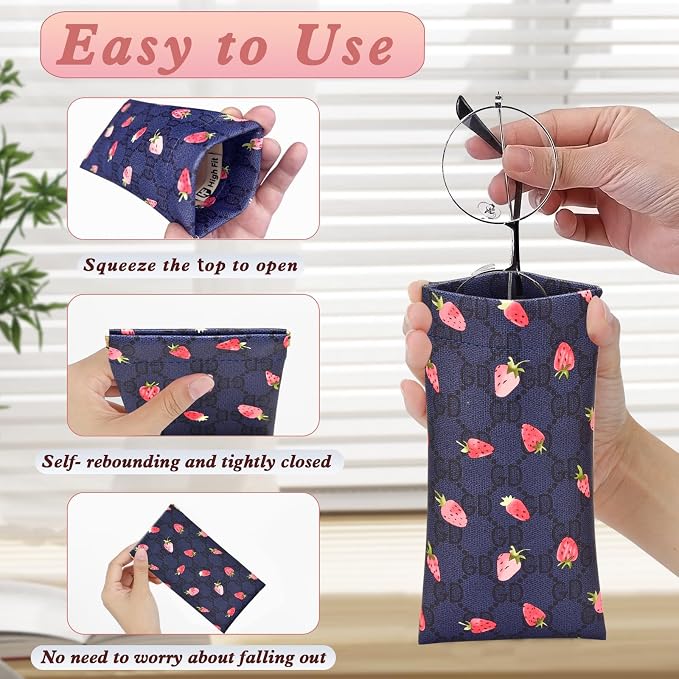 eyeglasses bag Soft Glasses bag, Portable Squeeze Top Sunglasses Case Travel for Women Girls